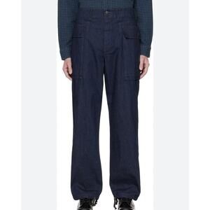 RRL Ralph Lauren Fenimore Cotton Linen Denim Cargo Pant Indigo Blue Size 32x32